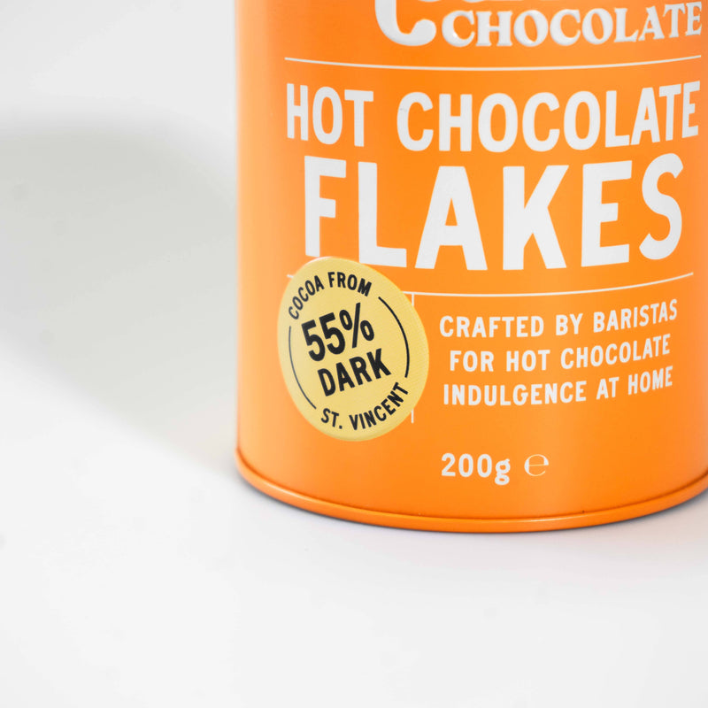 ISLANDS HOT CHOCOLATE FLAKES - 55% DARK Speciality Teas & Chocolate Chimney Fire Coffee 