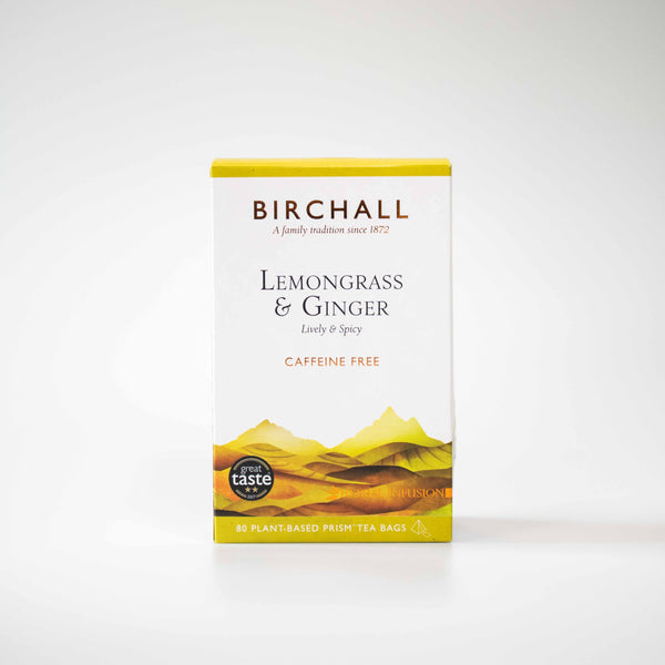 Birchall Lemongrass & Ginger [80 Plant-Based Prism Bags] Speciality Teas & Chocolate Chimney Fire Coffee 