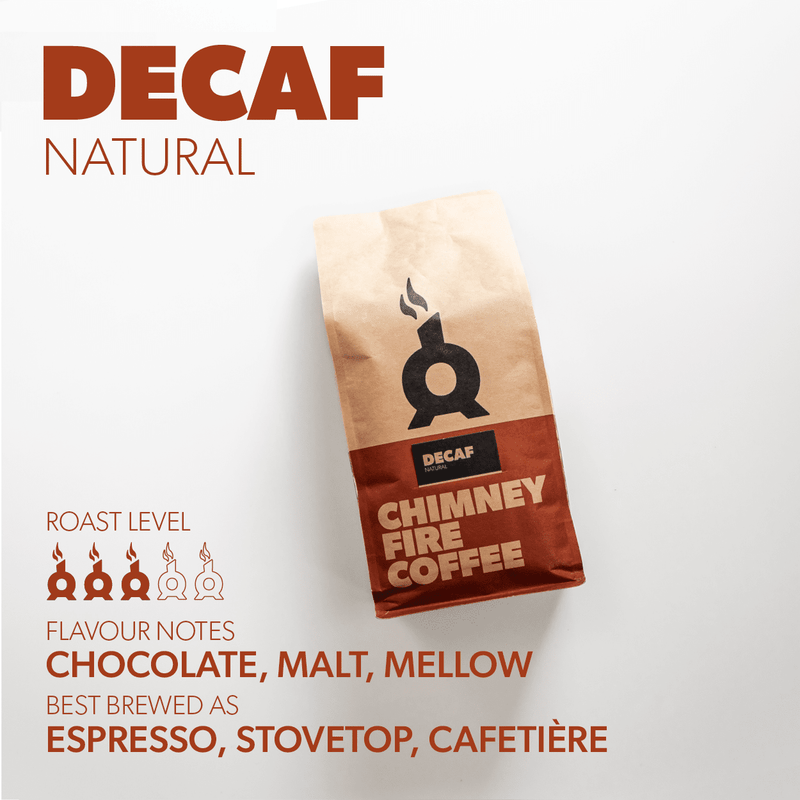 NATURAL DECAF Coffee Chimney Fire Coffee 1KG WHOLE BEAN 