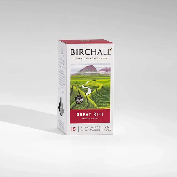 Birchall Great Rift Breakfast Blend 15 Plant-Based Prism Tea Bags Speciality Teas & Chocolate Chimney Fire Coffee 