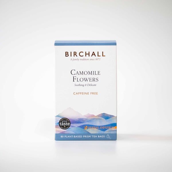 Birchall Camomile Flowers [80 Plant-Based Prism Bags] Speciality Teas & Chocolate Chimney Fire Coffee 