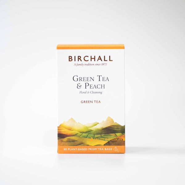 Birchall Green Tea & Peach [80 Plant-Based Prism Bags] Speciality Teas & Chocolate Chimney Fire Coffee 