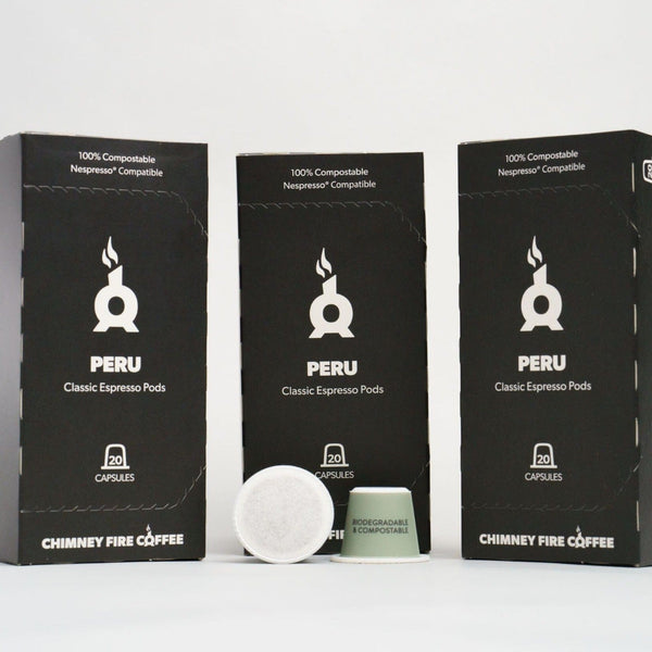 NESPRESSO® COMPATIBLE PODS - 3 PACKS [60 PODS] Compostable Pods Chimney Fire Coffee 
